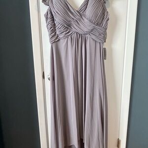 Eliza J Gray High Low Chiffon Pleated Dress NWT